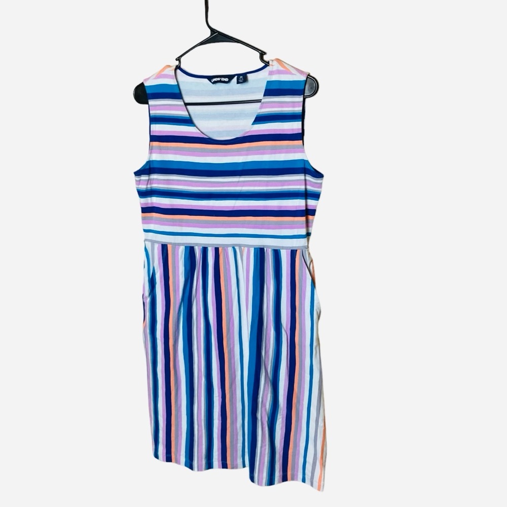Lands End‎ Pullover Dress Candy Stripes Size M